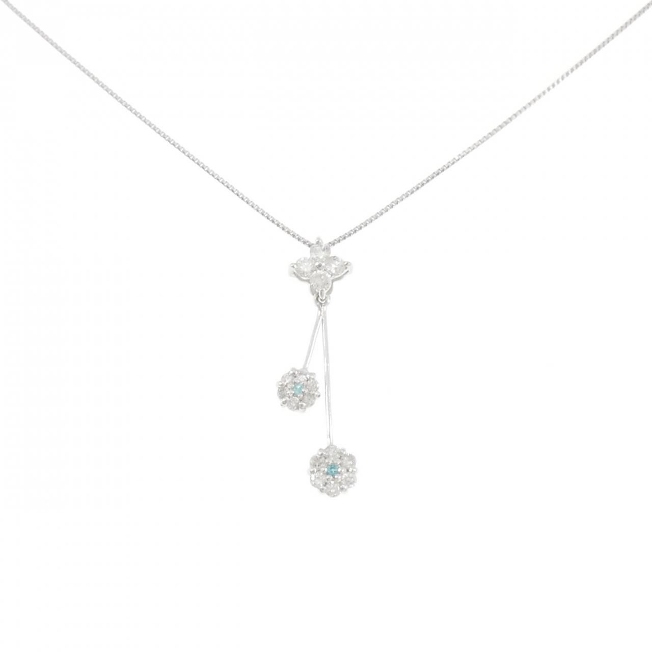 K18WG フラワー トルマリン ネックレス 0.02CT