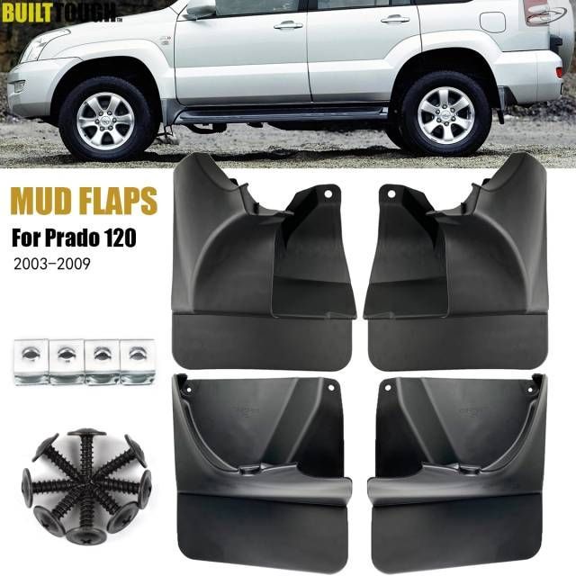トヨタ ランドクルーザー プラド FJ120 2003-2009 用 マッドフラップ フロント/リア マッドガード フェンダー用マッドフラップ