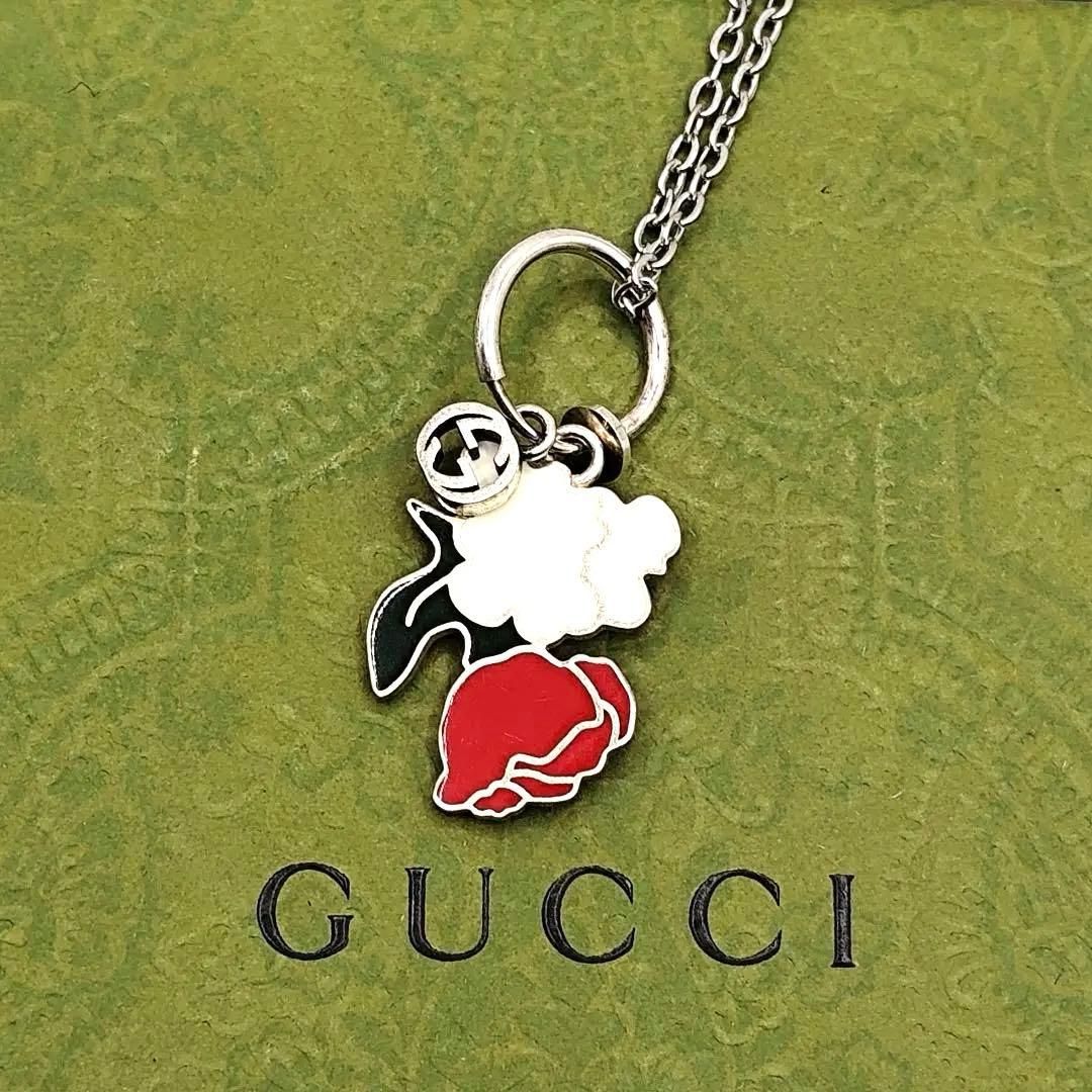 29006✨️グッチ ディズニー インターロッキングG バラ ネックレス 花