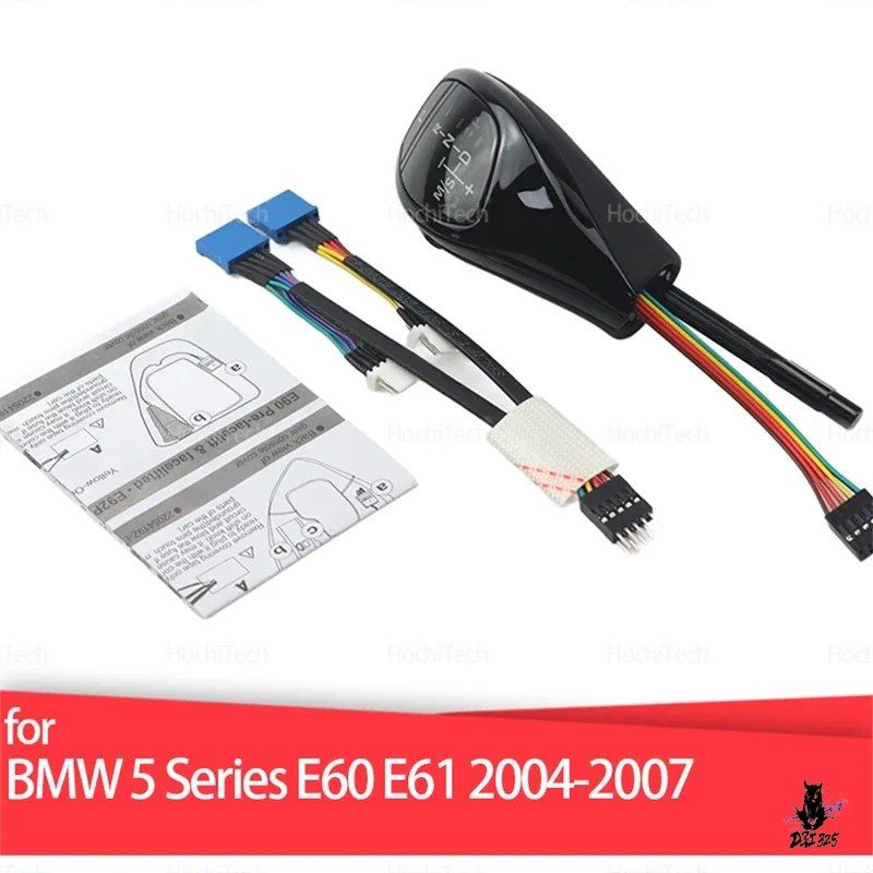 BMW 5シリーズ E60 E61 用 ギアシフトノブ ブラック/シルバー PUレザー製