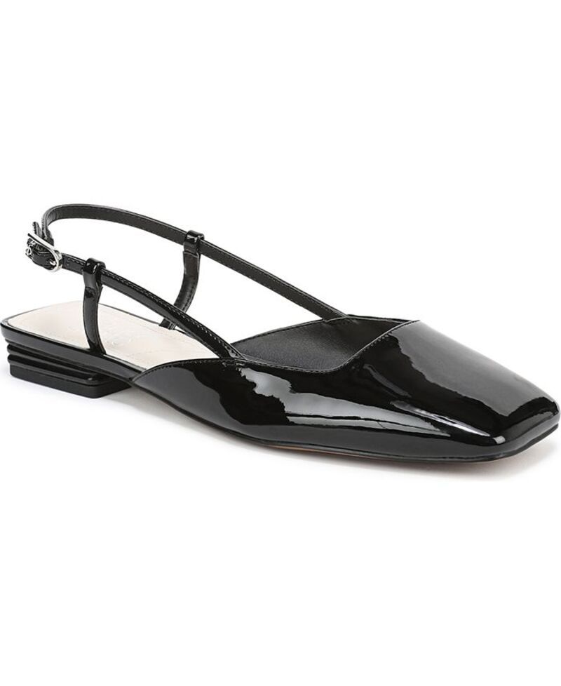 フランコサルト レディース シューズ パンプス Franco Sarto Womens Tadella Square Toe Slingback Flats Black Patent Faux Lea
