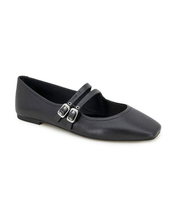 ケネスコール レディース シューズ パンプス Kenneth Cole New York Womens Jasmine Square Toe Ballet Flats Black Leather ブラ