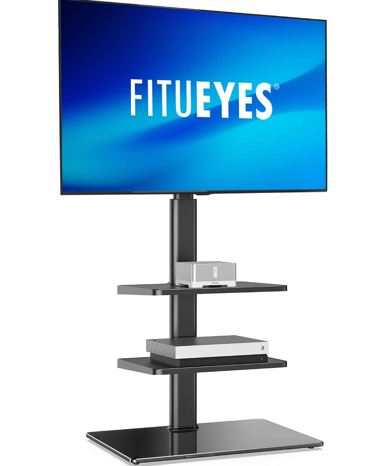 FITUEYES テレビスタンド 32?60インチ対応 2枚棚付き 壁寄せテレビスタンド 高さ調節可能 ラック回転可能 ブラックmt 843383d6