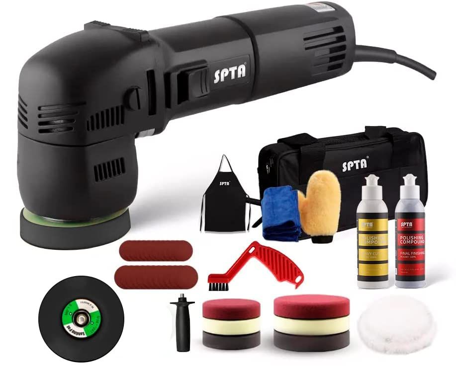 ☆新品☆SPTA ポリッシャー,75mm小型 ランダムオービタル式,100V六段変速2000-5500RPM 恒定回転速度 業務用 家庭用 自動車用 車磨き バイク用, 木工 錆消し 傷消し キズ消し 艶出し ワックスがけ 床磨き 家具のキズ修復 様々な 表面