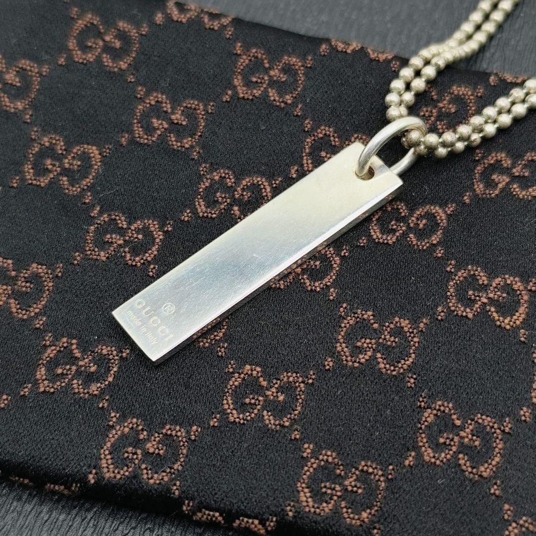 28766✨グッチ ネックレス プレート SV925 ダブルボールチェーン 2連