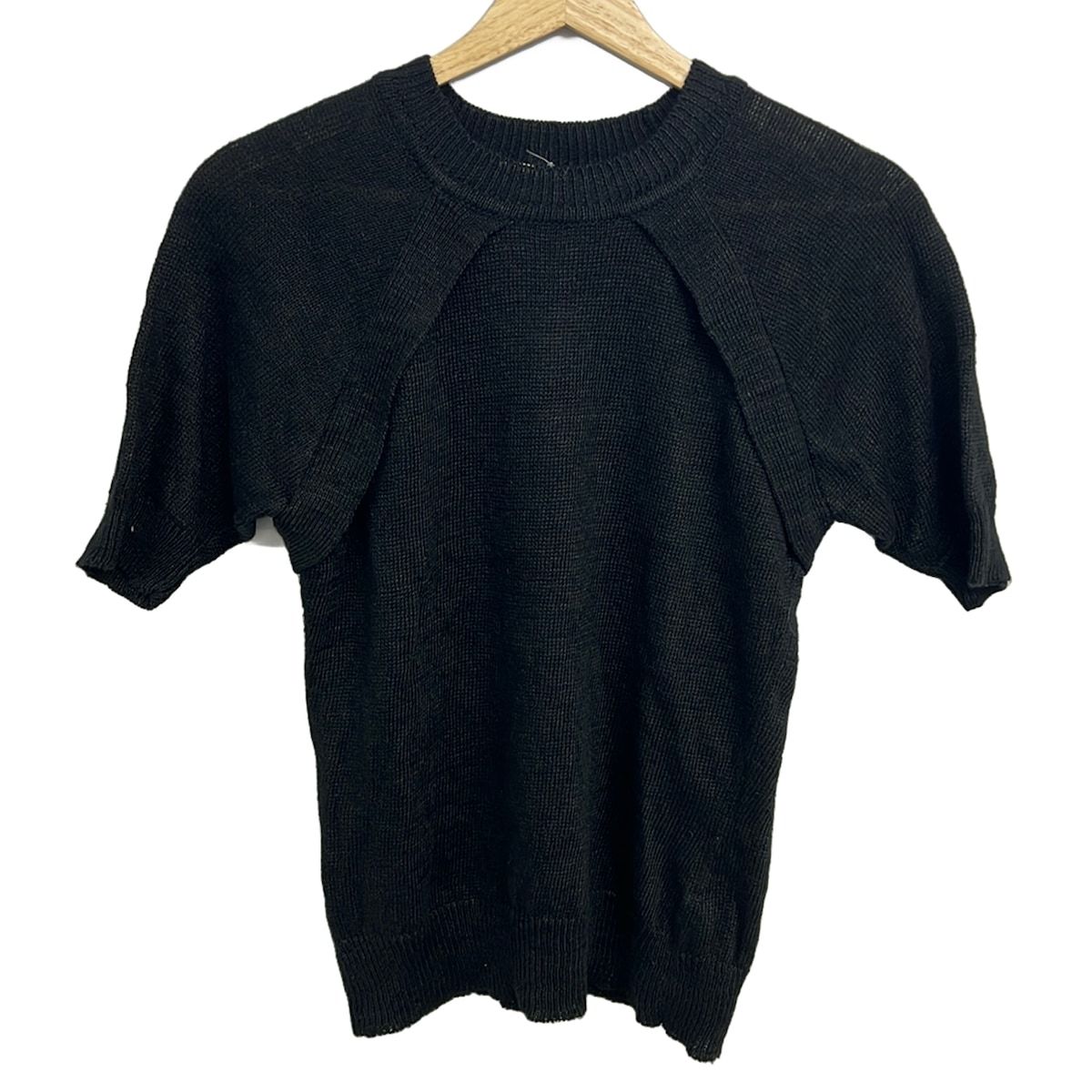 ISSEYMIYAKE(イッセイミヤケ) 半袖セーター サイズM レディース美品 黒 クルーネック/麻