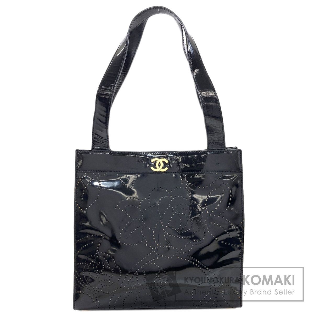 CHANEL シャネル カメリア パンチング ゴールド金具 ハンドバッグ エナメル レディース [中古]