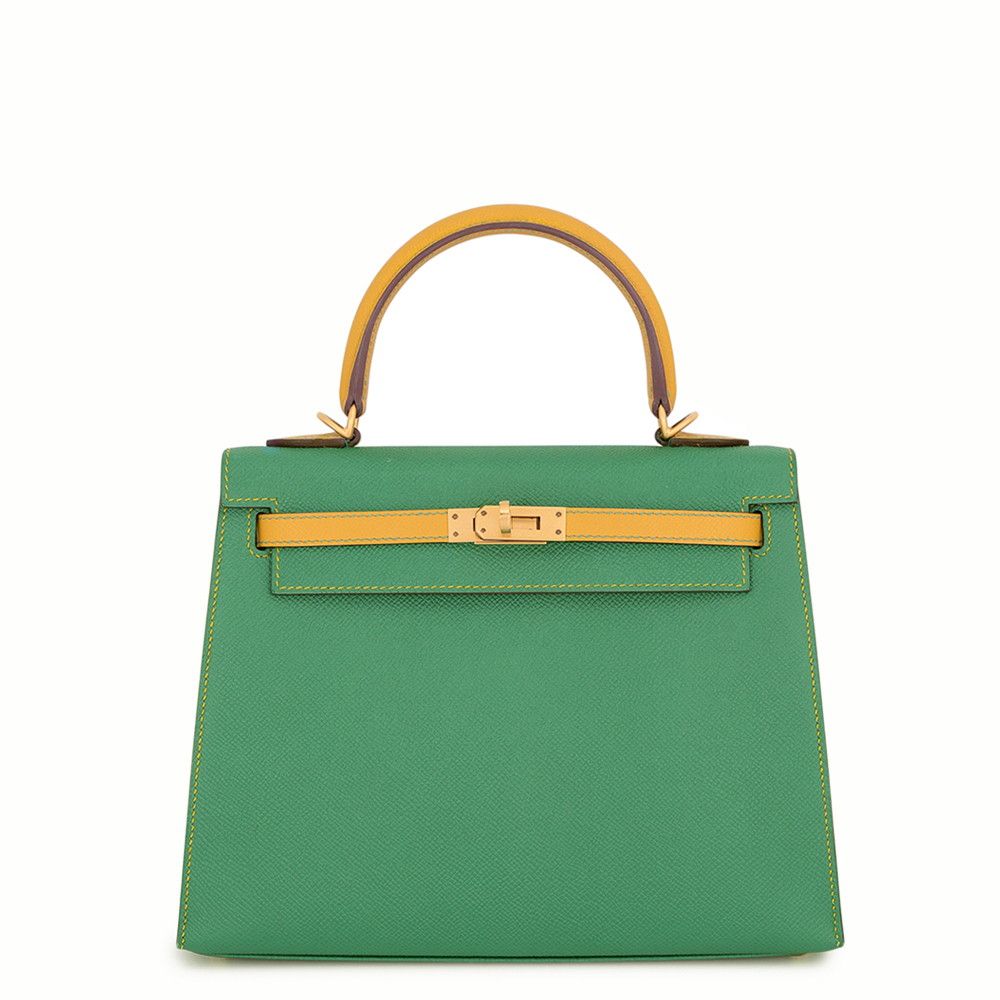 エルメス ハンドバッグ ケリー25 外縫い カクタス/ジョーヌドール/ゴールド金具 エプソン D刻印 HERMES Kelly 2way SPO 1,079,505円