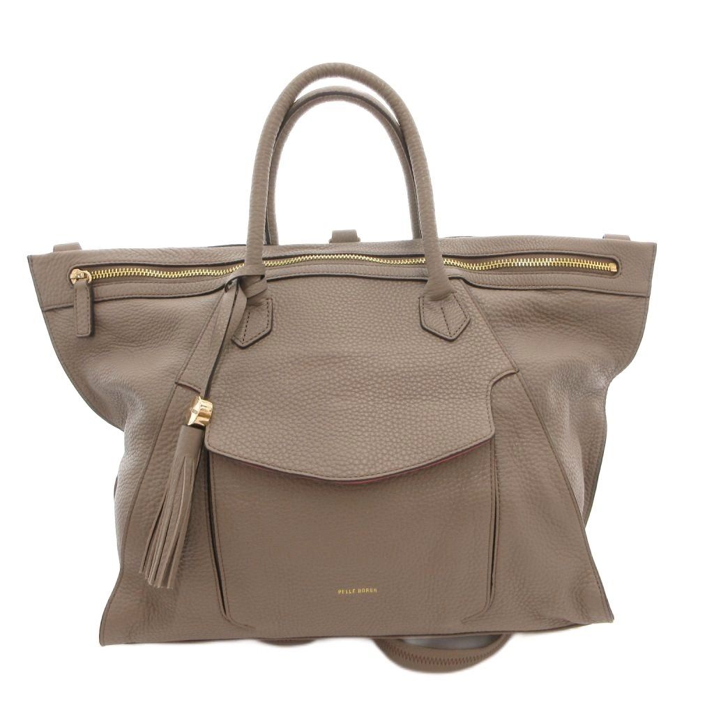 PELLE BORSA トートバッグ リュックサック 2Way レザー ロゴ グレージュ /FF ■GY18
