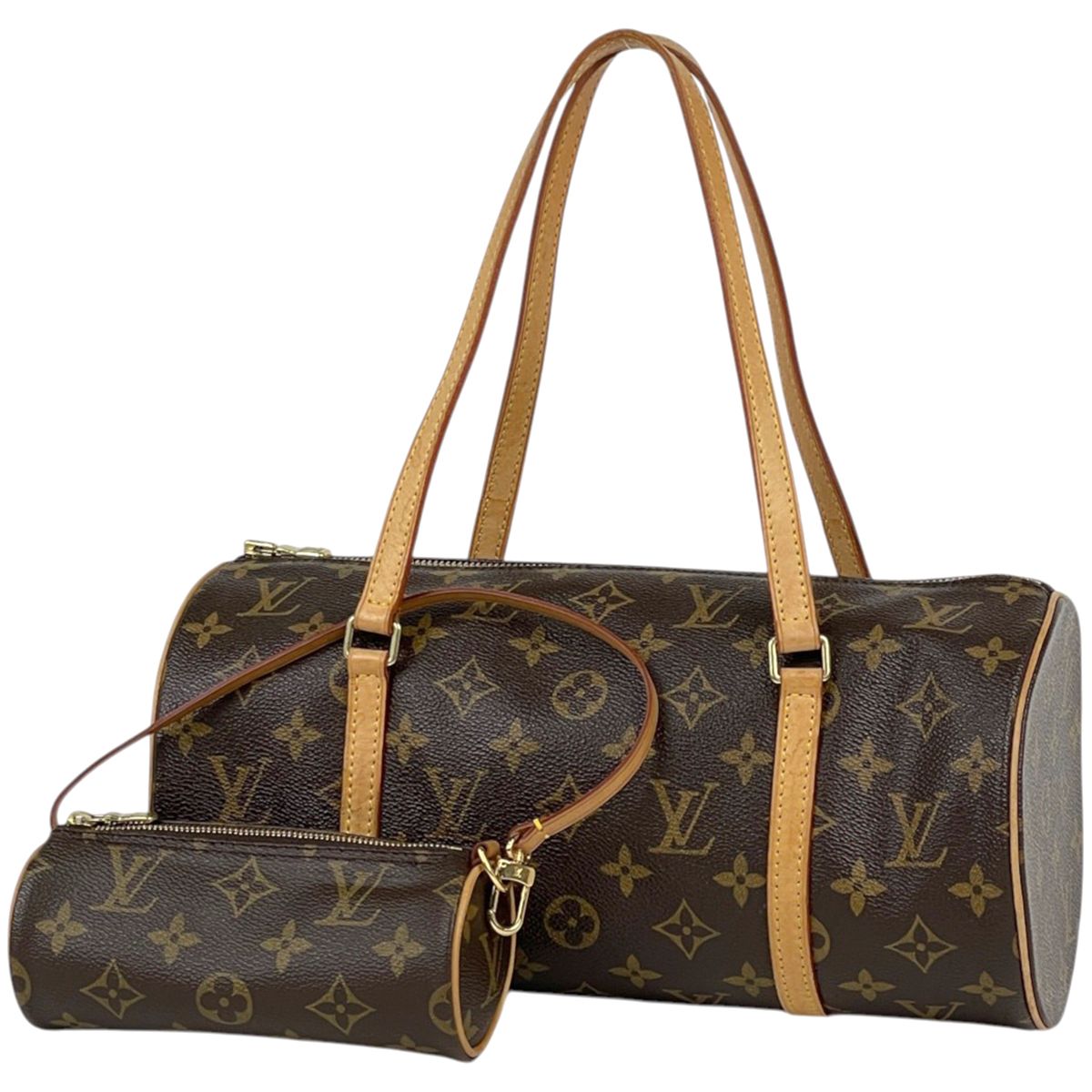 ルイ・ヴィトン Louis Vuitton パピヨン30 ハンドバッグ バレルバッグ 筒型 旧型 モノグラム ブラウン M51385 レディース 【中古】
