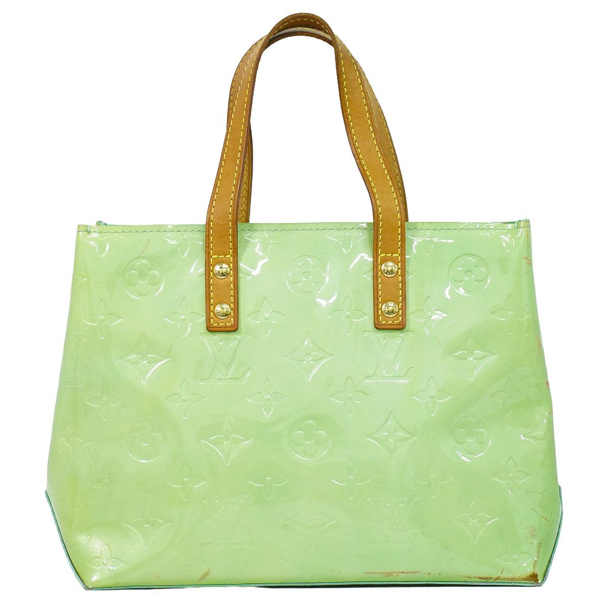 本物 ルイヴィトン LOUIS VUITTON LV リード PM ヴェルニ レザー トートバッグ ハンドバッグ ペパーミント M91307 Reade ビトン バッグ 中古・