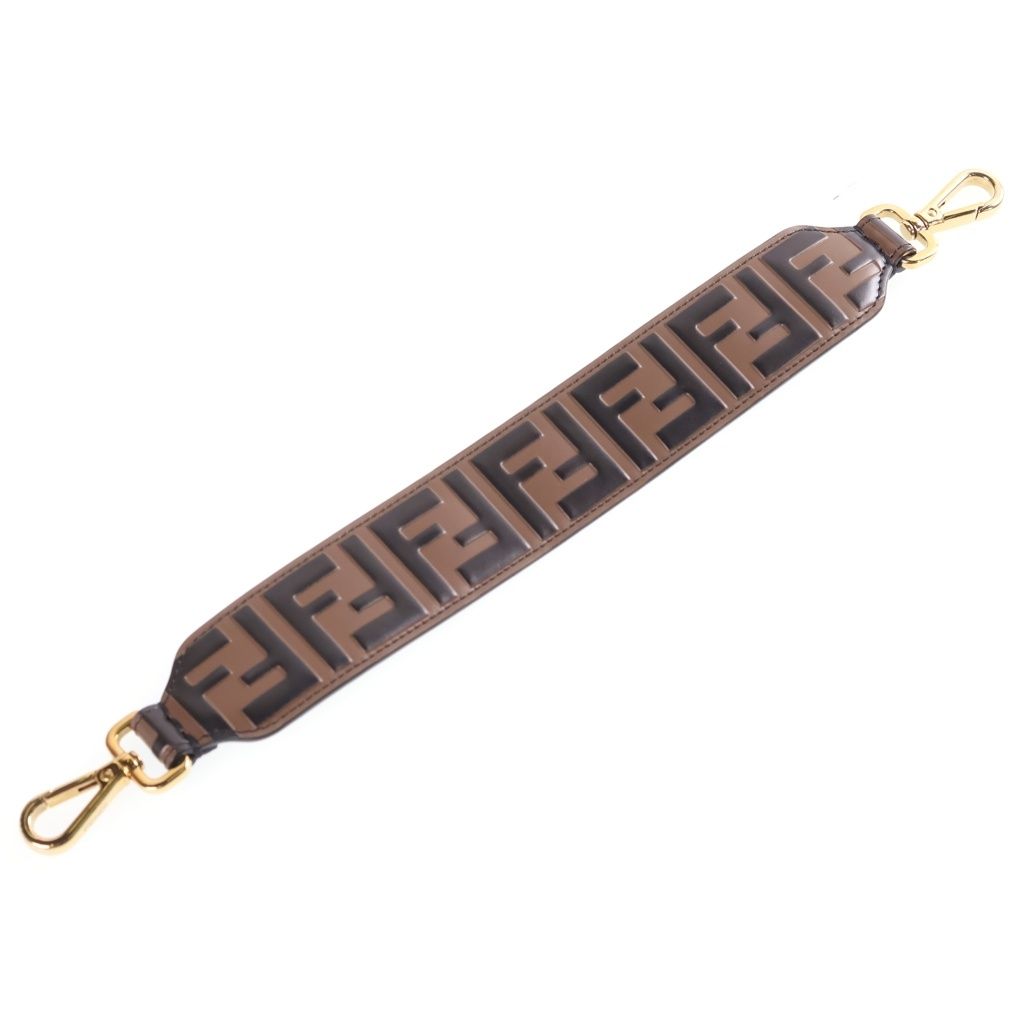 FENDI (フェンディ) ズッカ ショルダーストラップ ブラウン レザー 8AV105 A5PJ