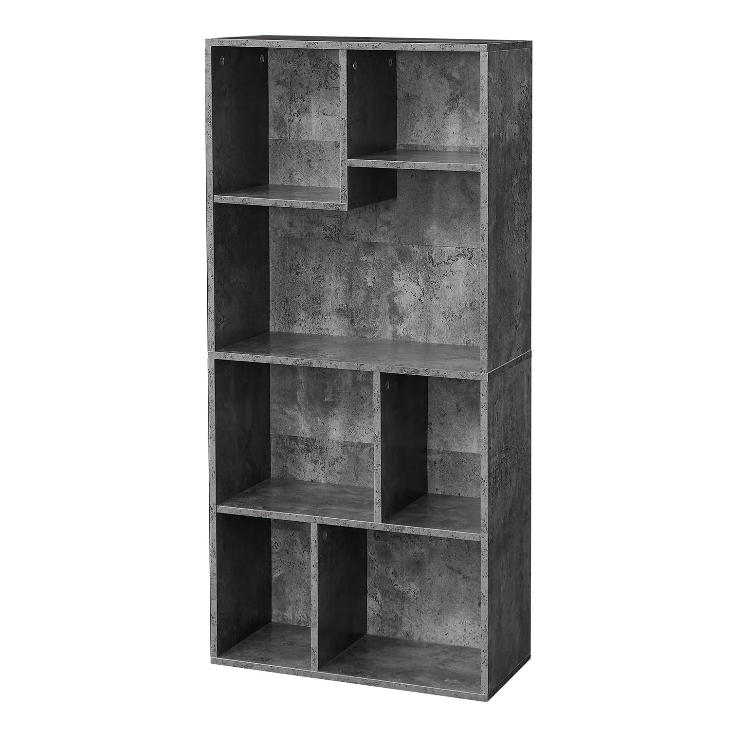 VECELO 本棚 収納棚 オープンシェルフ 収納ボックス カラーボックス 幅50ｘ奥行24ｘ高さ107cm 棚 多用途 収納棚 高低差 横置き可能 大容量 収納 リビングルーム/ベッドルーム おしゃれ グレー Ju fafcb17e