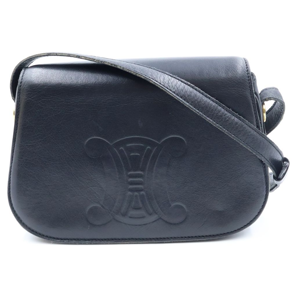 CELINE (セリーヌ) トリオンフロゴ レザーショルダーバッグ ブラック 36F56V
