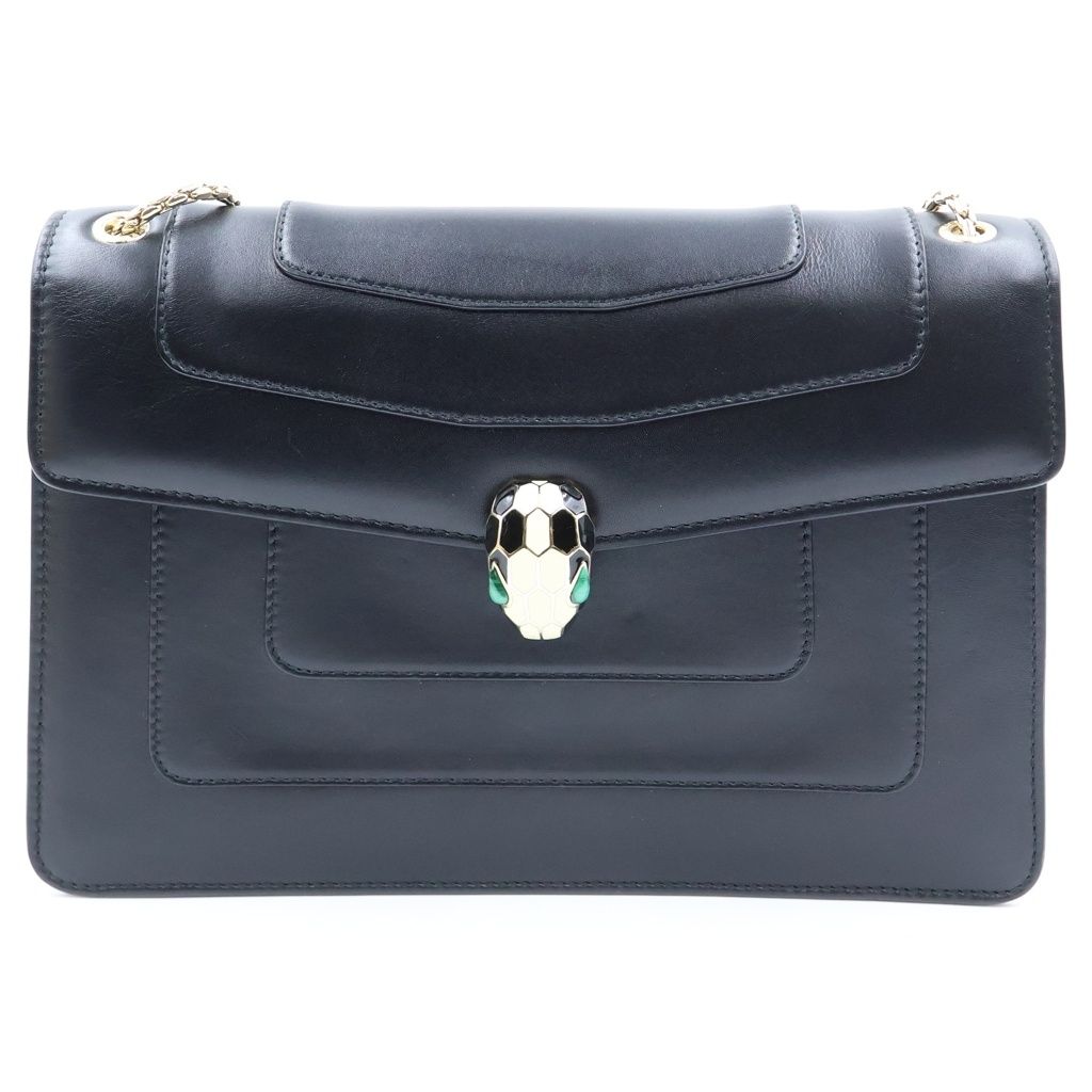 BVLGARI (ブルガリ) セルペンティ フォーエバー チェーンショルダー バッグ ブラック レザー 35106 ゴールド金具 115,500円