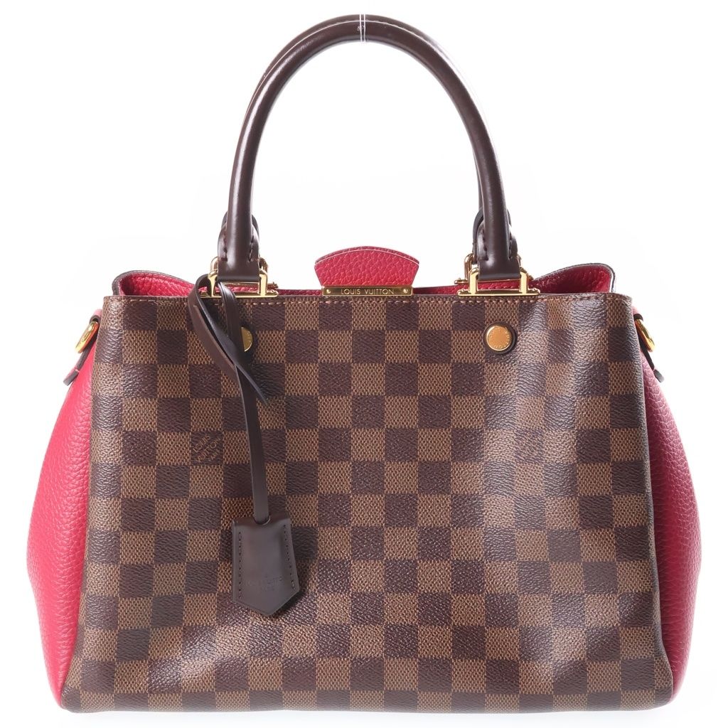 LOUIS VUITTON (ルイヴィトン) ブリタニー ハンドバッグ 2wayショルダー ダミエ レザー PVC ブラウン/フューシャ N41675