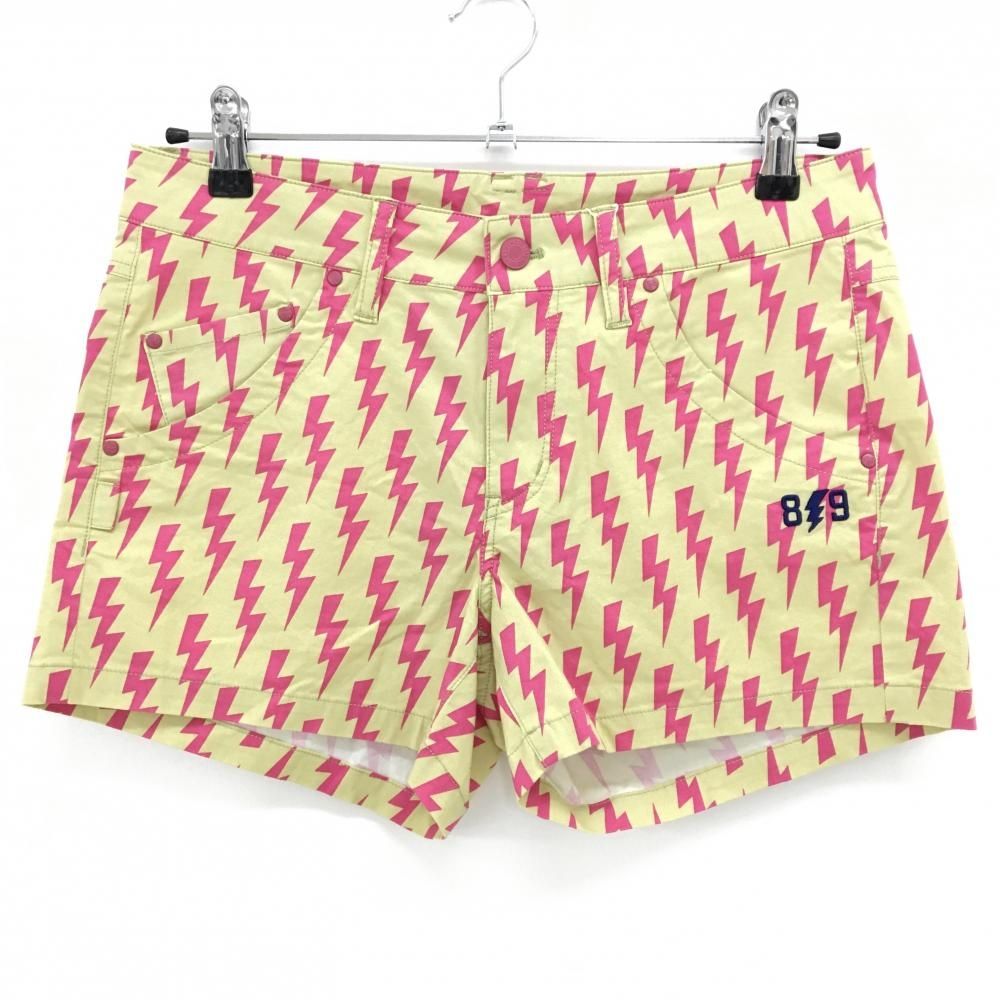 【新品】パーリーゲイツ ショートパンツ ベージュ×ピンク 稲妻総柄 ストレッチ レディース 1(M) ゴルフウェア PEARLY GATES