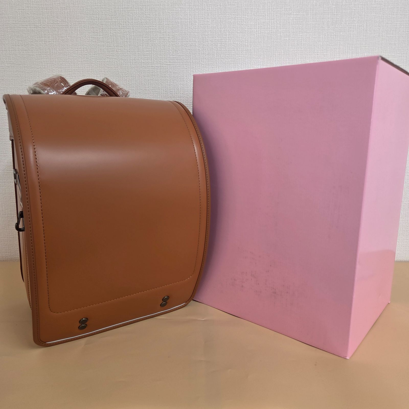 0729-09 【新品】コクホー ランドセル NAGO01S キャメル ブラウン 茶 シンプル 男女兼用 アンティーク金具 日本製 箱付 22,800円