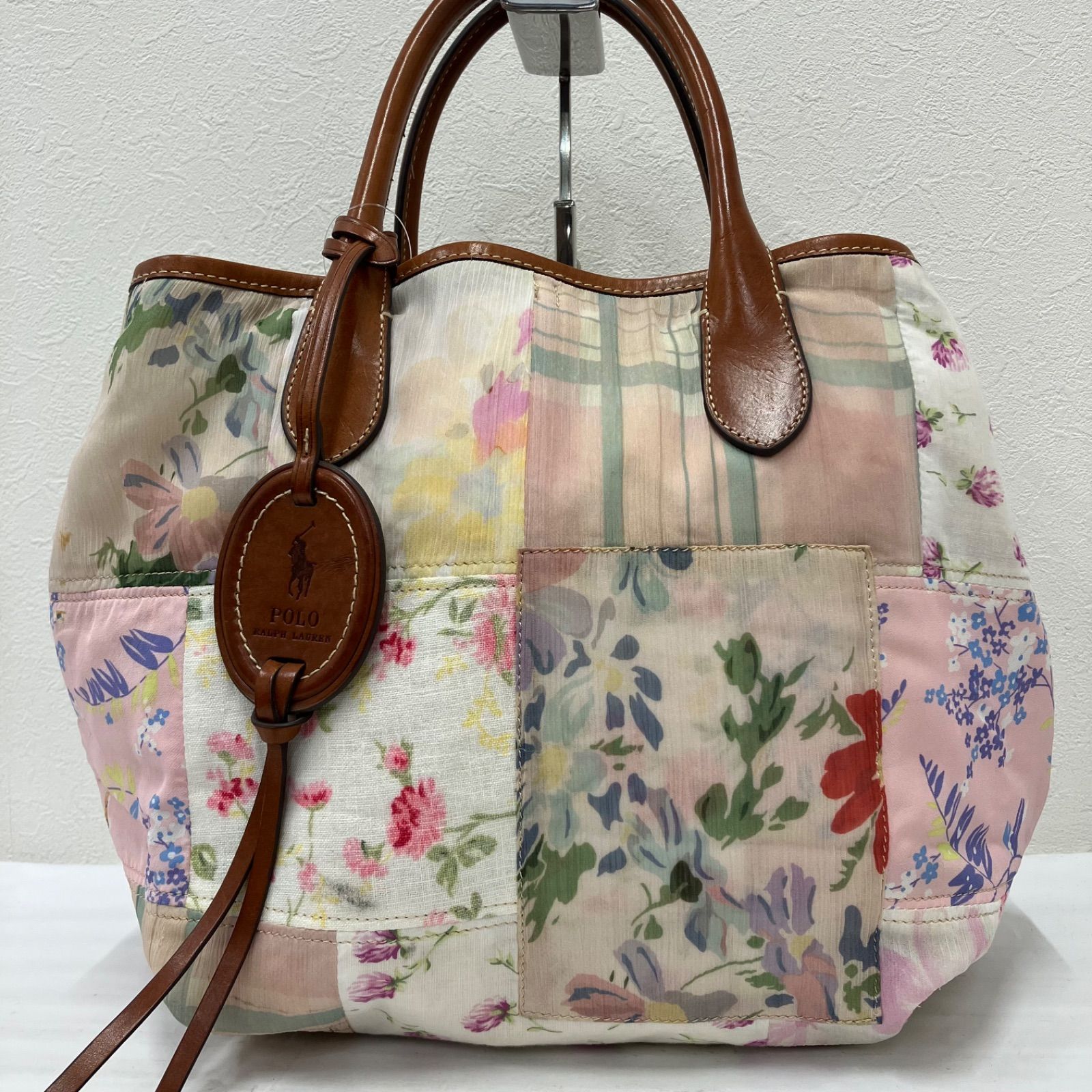 Y8047　POLO RALPH LAUREN　 ポロラルフローレン　 トートバッグ　パッチワーク　 花柄　ベルポート　レディース
