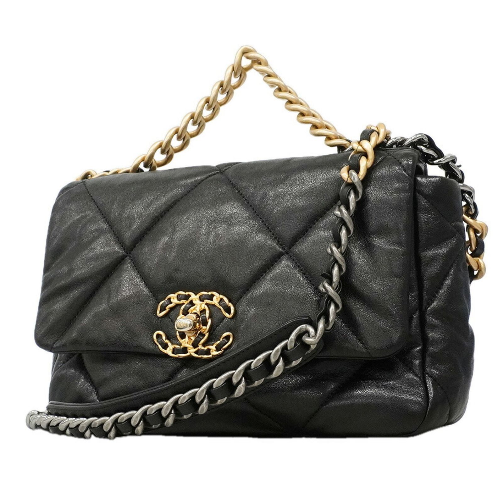 シャネル(Chanel) シャネル ハンドバッグ チェーンショルダー シャネル19 カーフスキン ブラック 2wayバッグレディース