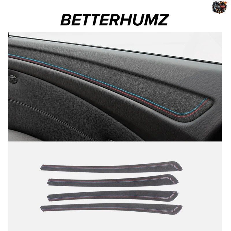 BMW E60 5シリーズ 2007-2010用 ドアサイドパネルストリップトリム アルカンターラ製 高性能ステッカー 車内保護アクセサリー