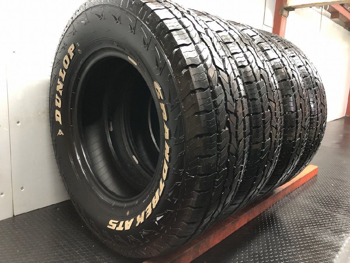 【走行短め】DUNLOP GRANDTREK AT5 225/75R16 16インチ 夏タイヤ 4本 22年製 ホワイトレター ランクルナロー ジムニー デリカD:5等 (STF185