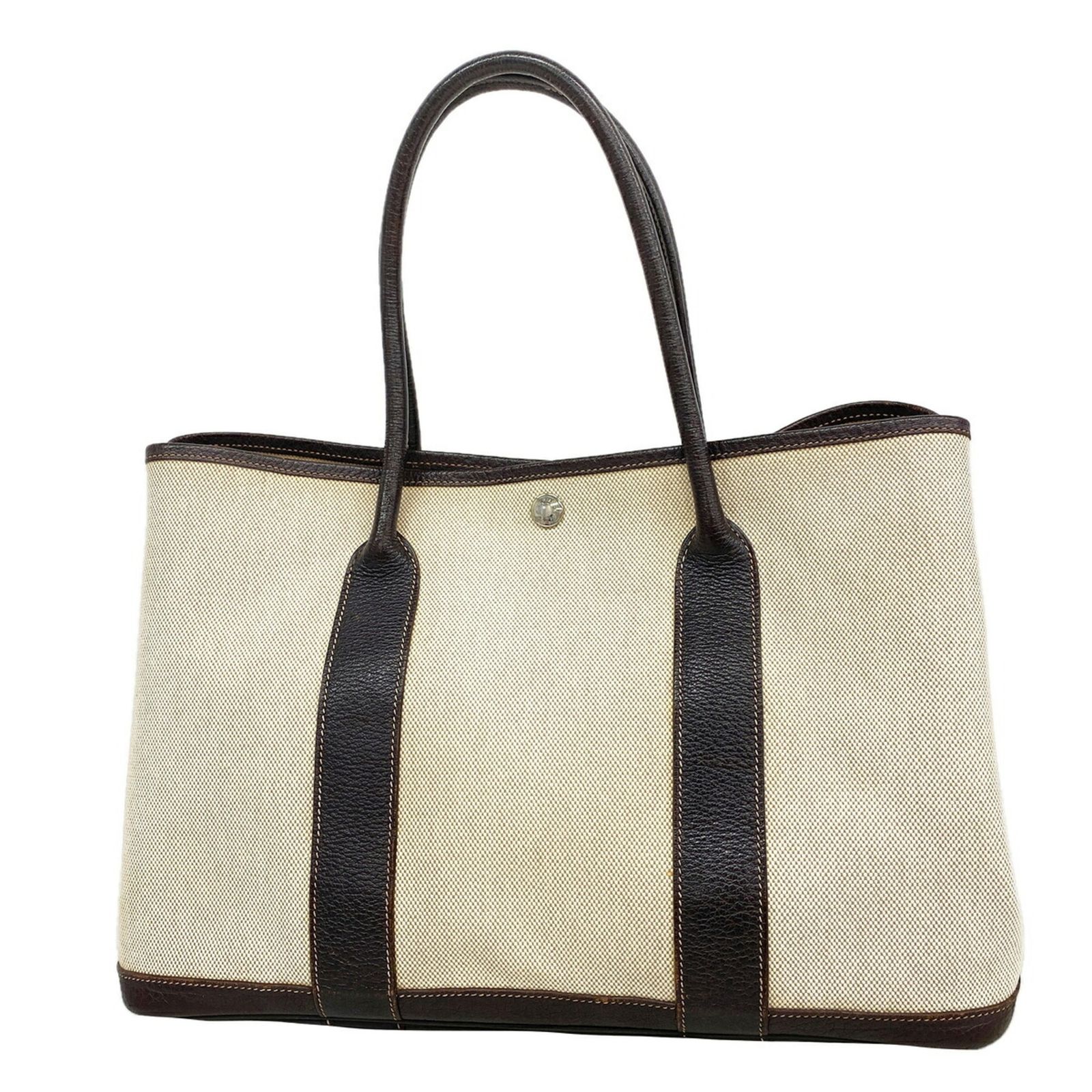 エルメス(Hermes) エルメス トートバッグ ガーデンPM トワルアッシュ ブラウン □J刻印レディース