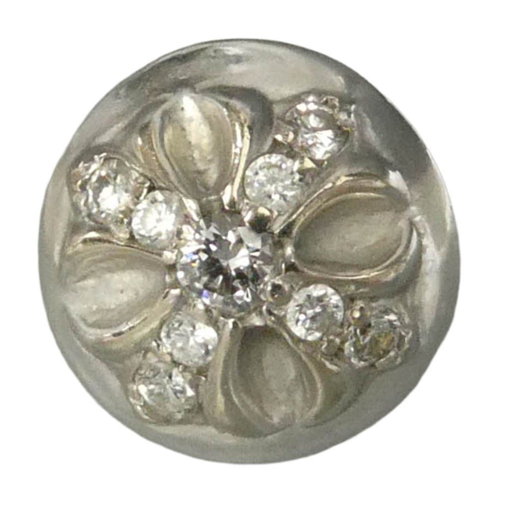 CHROME HEARTS クロムハーツ（原本有） STUD CRSBLL DIA PAVEダイヤ 18KWG パヴェダイヤ クロスボール スタッド ピアス ホワイトゴールド シルバー系【中古】 190,735円