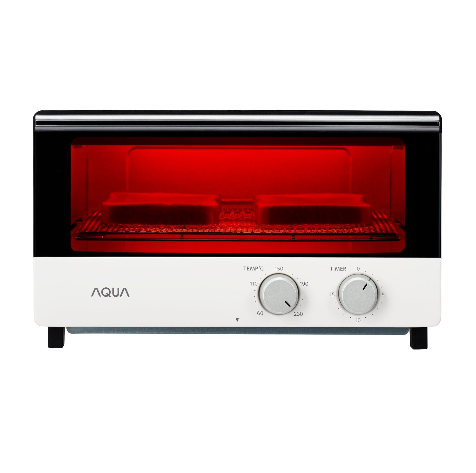 AQUA アクア トースター 2枚焼き オーブントースター 一人暮らし 1200W 石英管ヒーター タイマー15分 温度調整可能 受け皿付き コンパクト 小型 お手入れカンタン TA2WR ホワイト★