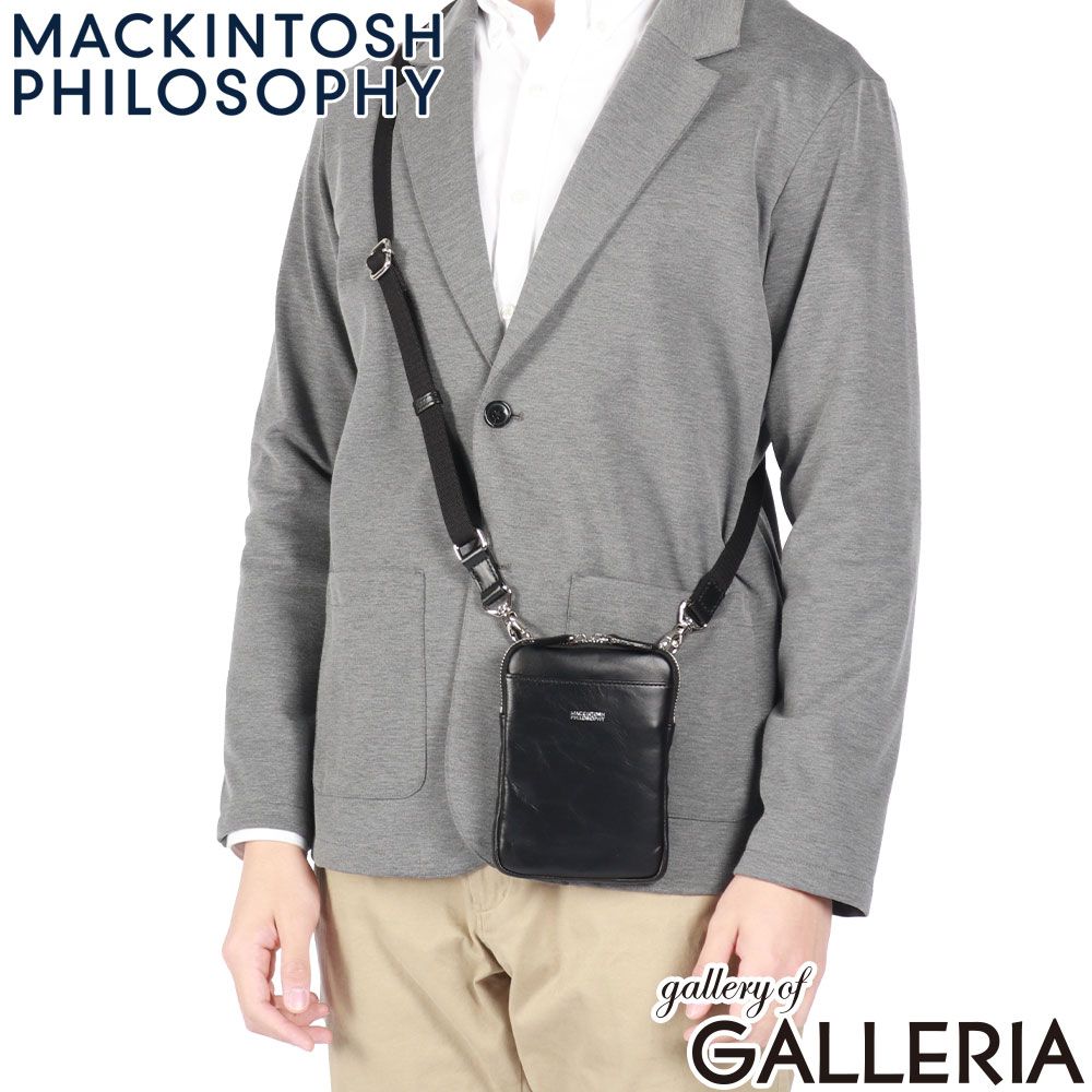 マッキントッシュフィロソフィー ショルダーバッグ メンズ ブランド MACKINTOSH PHILOSOPHY バッグ 斜めがけ 小さめ 大人 斜めがけバッグ 軽量 軽い ミニショルダー 本革 革 レザー スマホショルダーバッグ 73121 ブラック