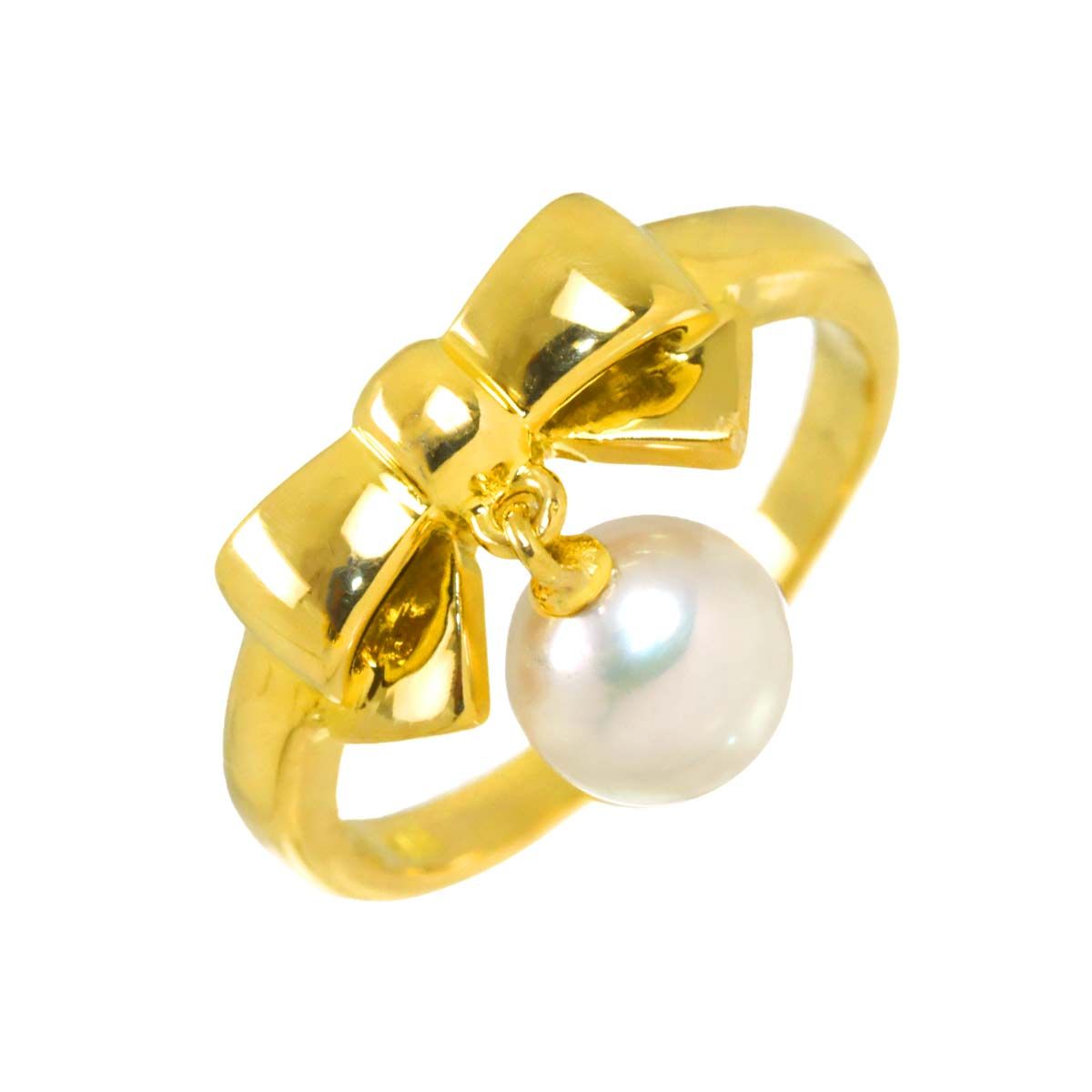 ニナリッチ NINA RICCI 8.5号 リング アコヤ真珠 6.3mm K18 YG イエローゴールド 750 指輪 Akoya Pearl Ring 90332525
