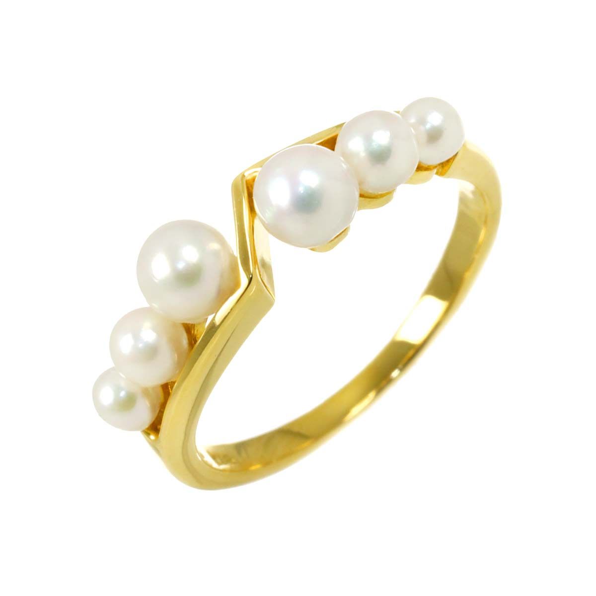 ミキモト MIKIMOTO 11号 リング ベビーパール 4.2-2.9mm K18 YG イエローゴールド 750 真珠 指輪 Baby Pearl Ring 90340099