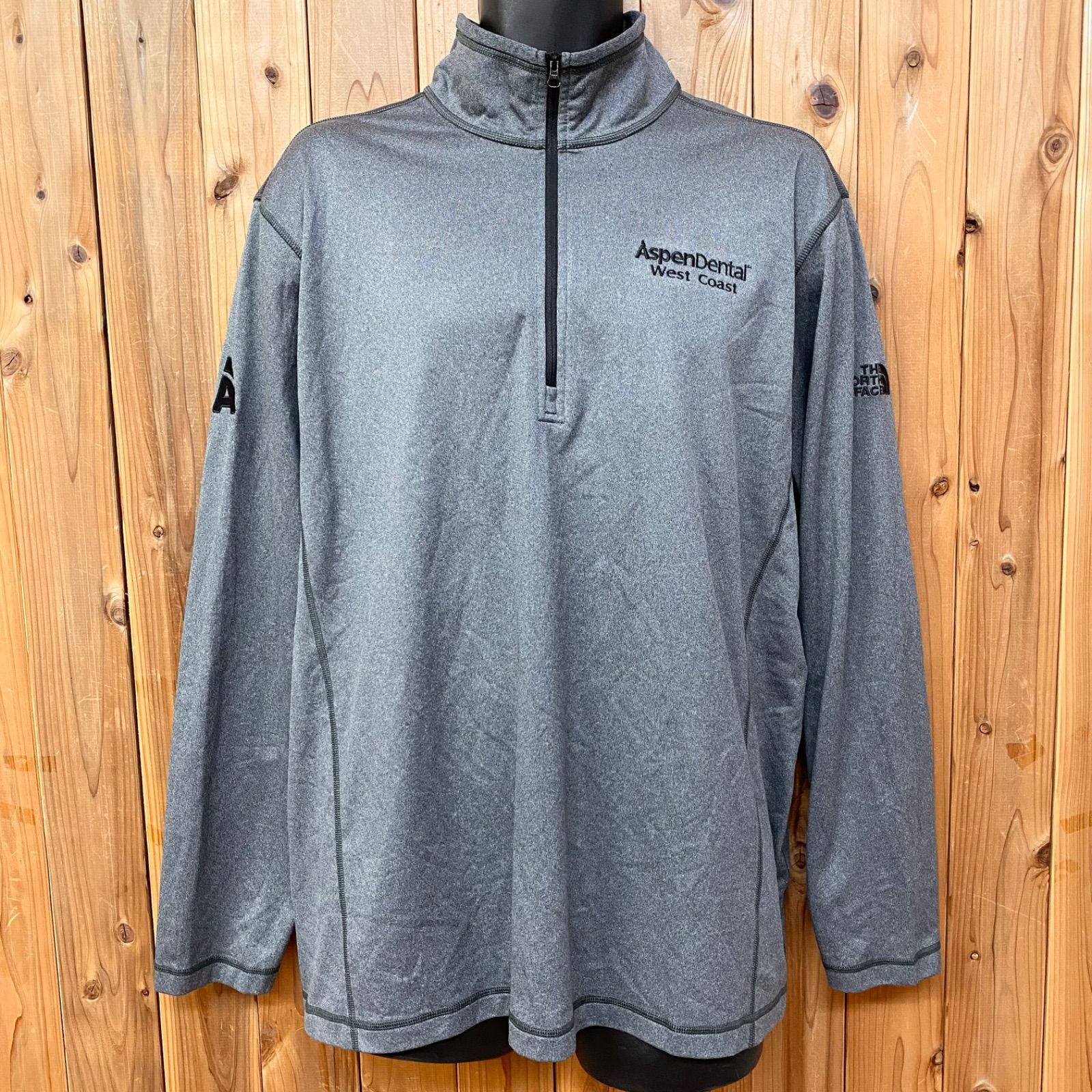 THE NORTH FACE ザノースフェイス XL サイズ 長袖 薄手フリース グレー ハーフジップ 裏起毛 メンズ 企業 ロゴ Aspen Dental West Coast 刺繍 クォータージップ ソフトシェルプルオーバー アウトドア 登山 ハイキング