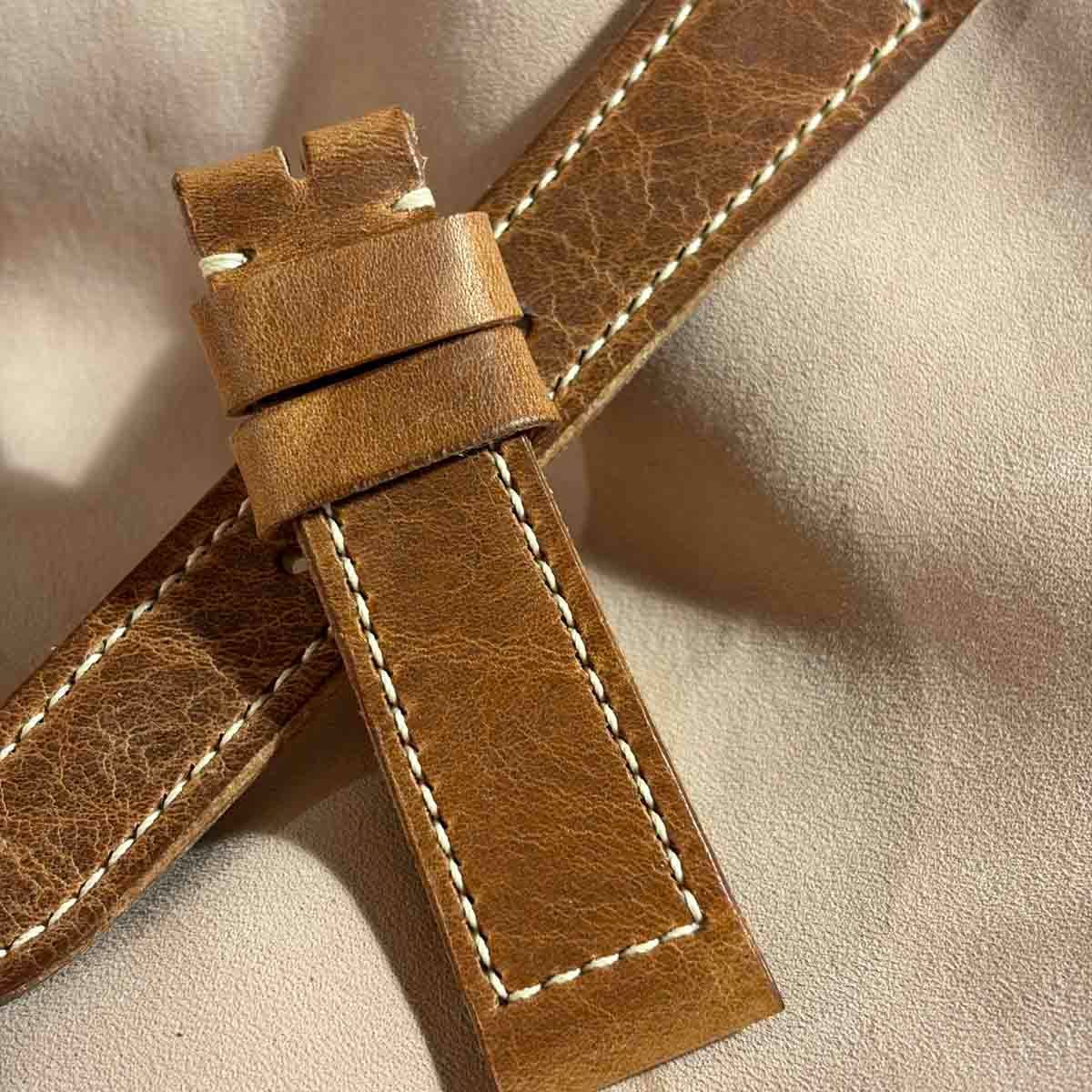 hor-293 HORWEEN ダービー / ナチュラル 腕時計ベルト (ラグ21mm - バックル幅18mm)