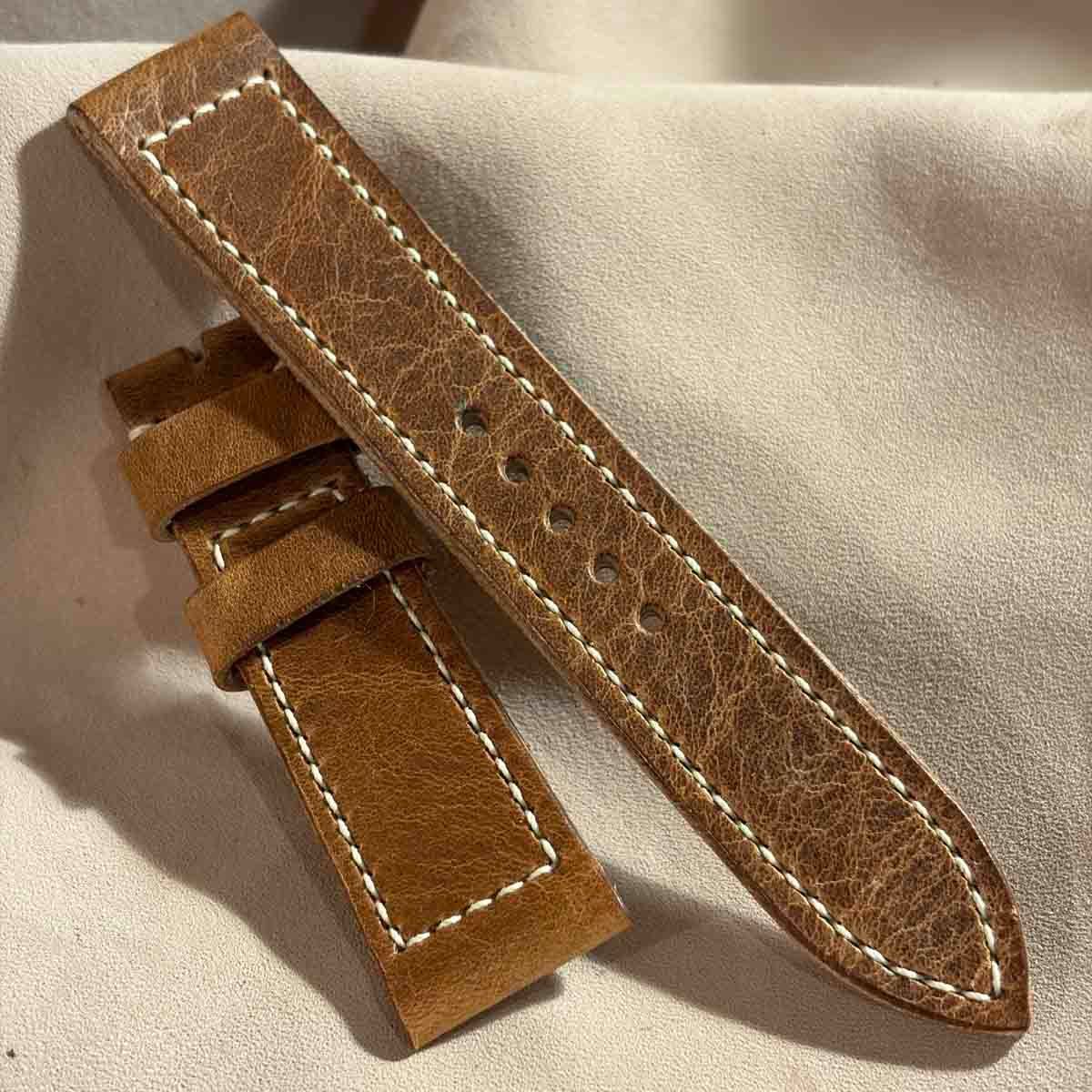 hor-293 HORWEEN ダービー / ナチュラル 腕時計ベルト (ラグ21mm - バックル幅18mm)