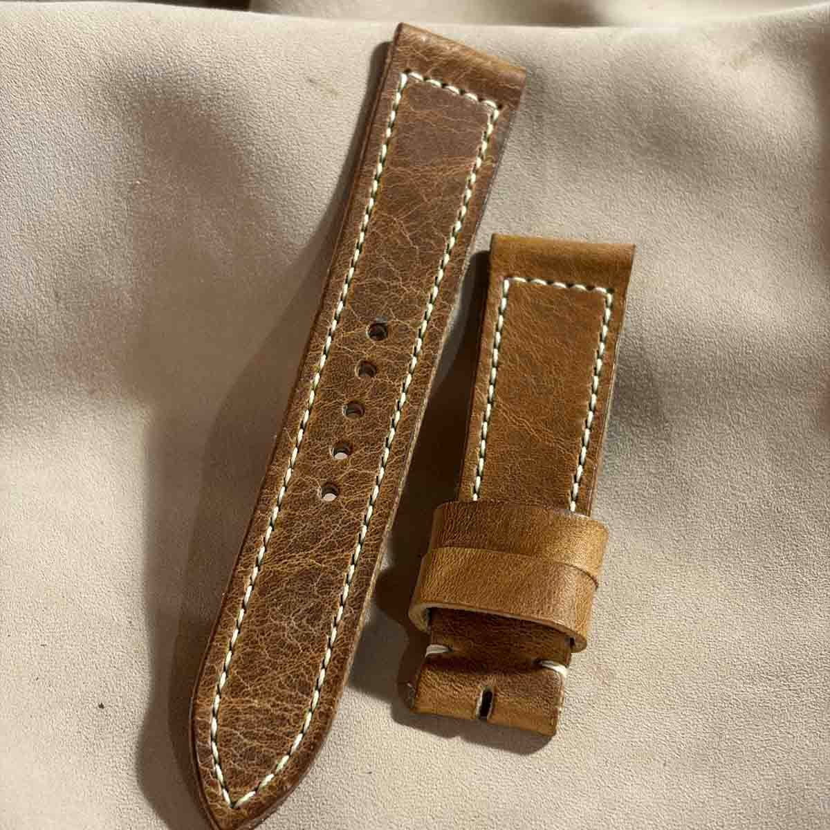 hor-293 HORWEEN ダービー / ナチュラル 腕時計ベルト (ラグ21mm - バックル幅18mm)