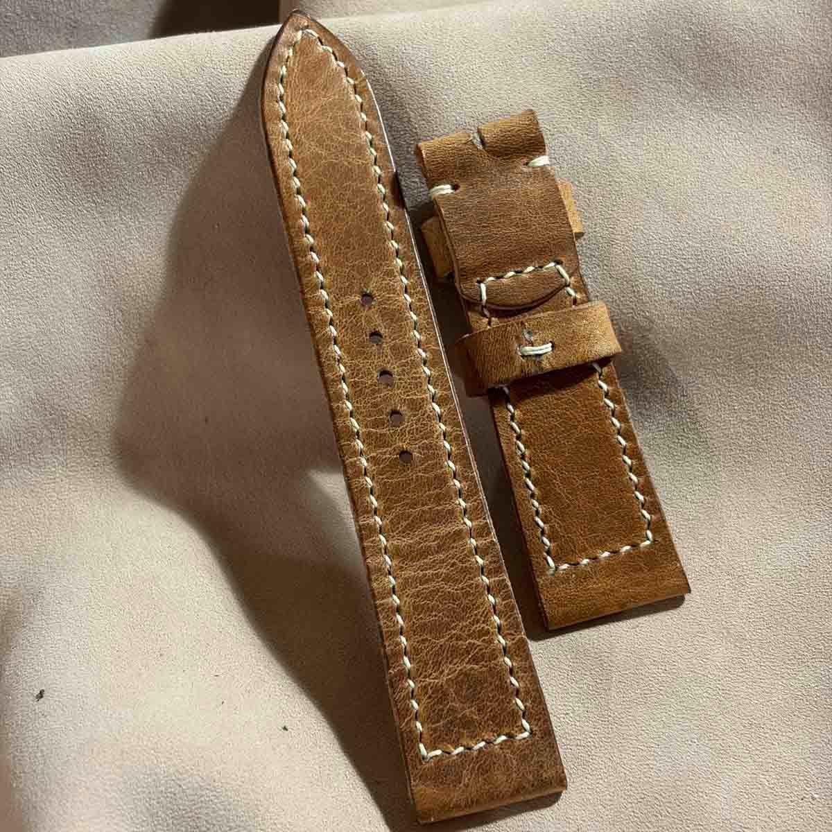 hor-293 HORWEEN ダービー / ナチュラル 腕時計ベルト (ラグ21mm - バックル幅18mm)