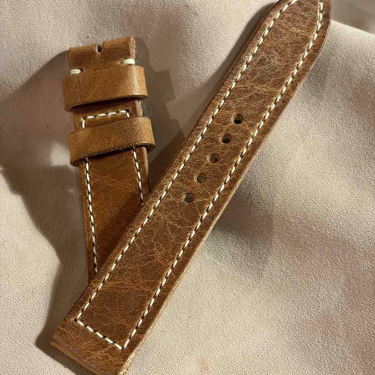 hor-293 HORWEEN ダービー / ナチュラル 腕時計ベルト (ラグ21mm - バックル幅18mm)