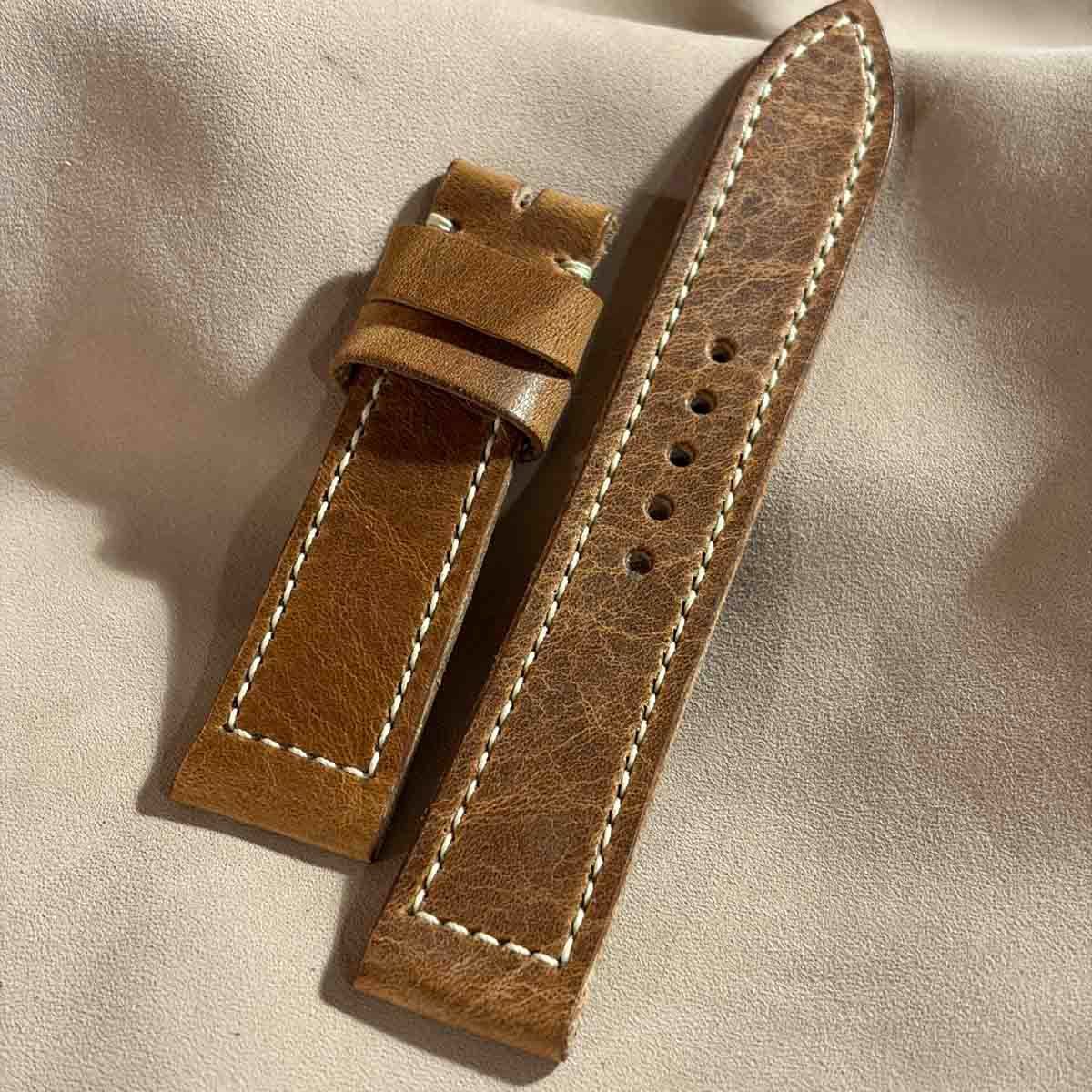 hor-293 HORWEEN ダービー / ナチュラル 腕時計ベルト (ラグ21mm - バックル幅18mm)