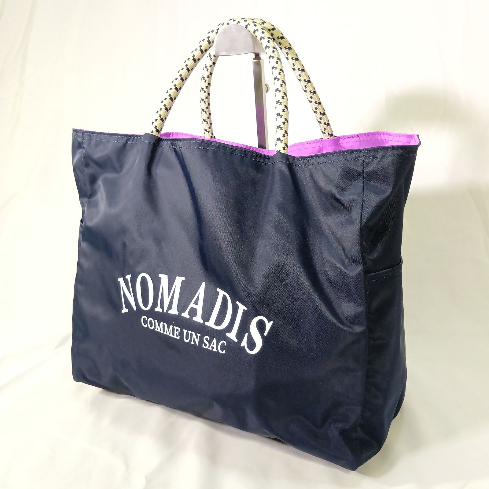 NOMADIS ノマディス トートバッグ リバーシブル SAC ネイビー パープル 紺 紫 ロゴプリント 2000archives y2k アーカイブ 10s レトロ クラシック 希少 至宝の逸品 良品 ベタつきなし 完売モデル 大容量 デザイナーズ 8,316円
