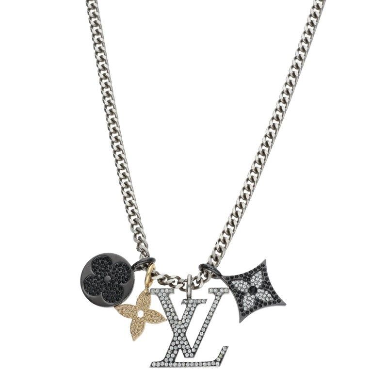 ルイヴィトン M00522 LV インスティンクト モノグラムチャーム ストラスネックレス メンズ