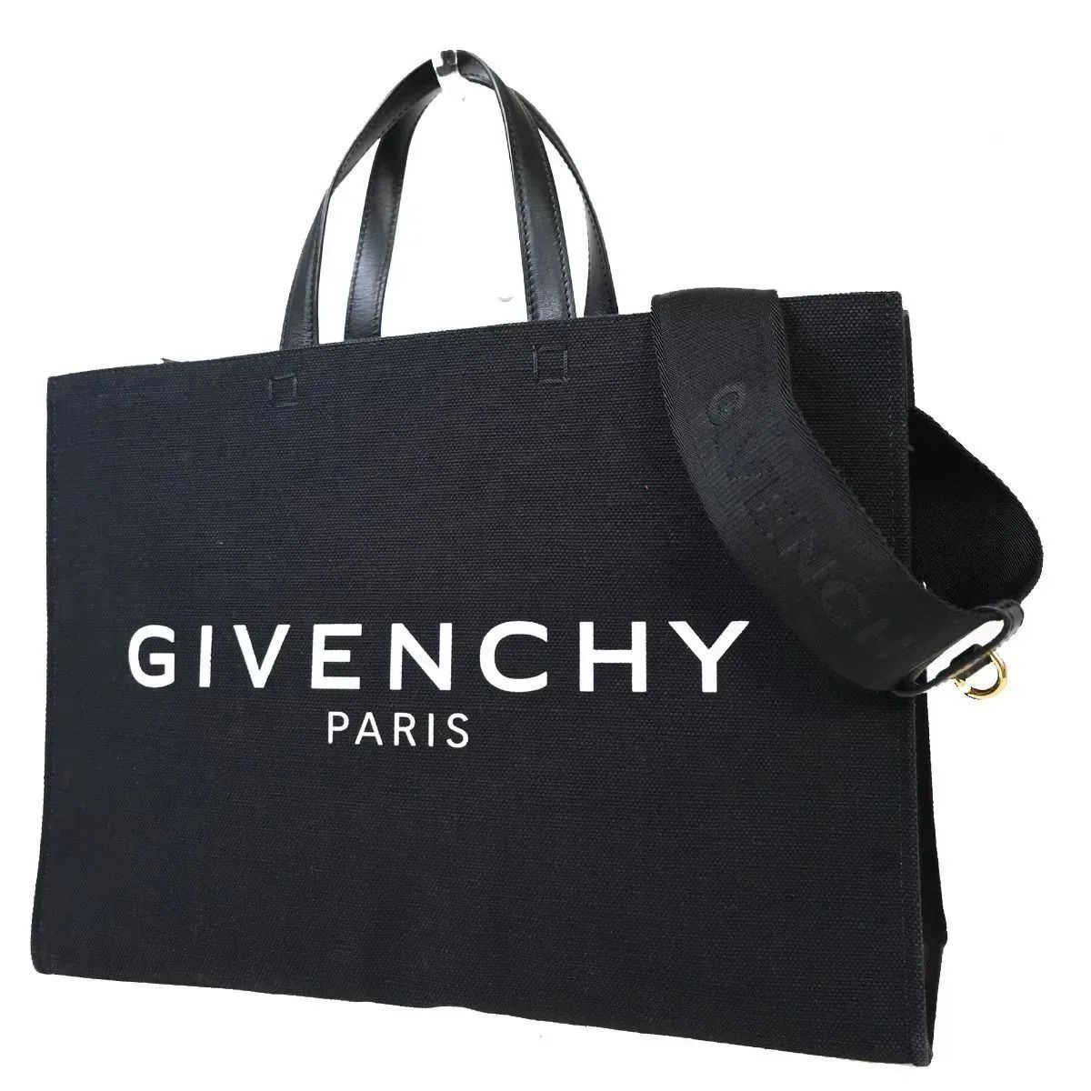 GIVENCHY ジバンシィ トートバッグ ショルダーバッグ 2WAY ブラック キャンバス レザー 97BS492