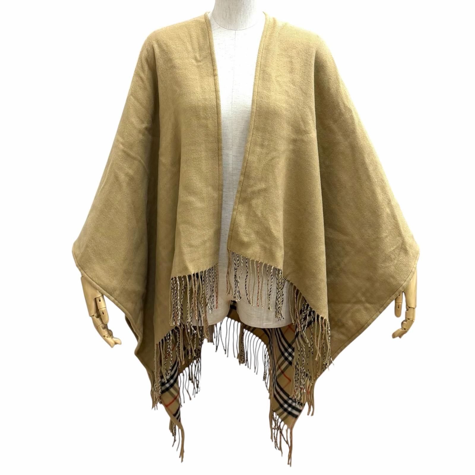 極美品★BURBERRY バーバリー 8071673 ST SLD TO VTG CHK CP ウール100％ リバーシブル ノバチェック柄 ケープ 130×130cm 正規品 箱付き