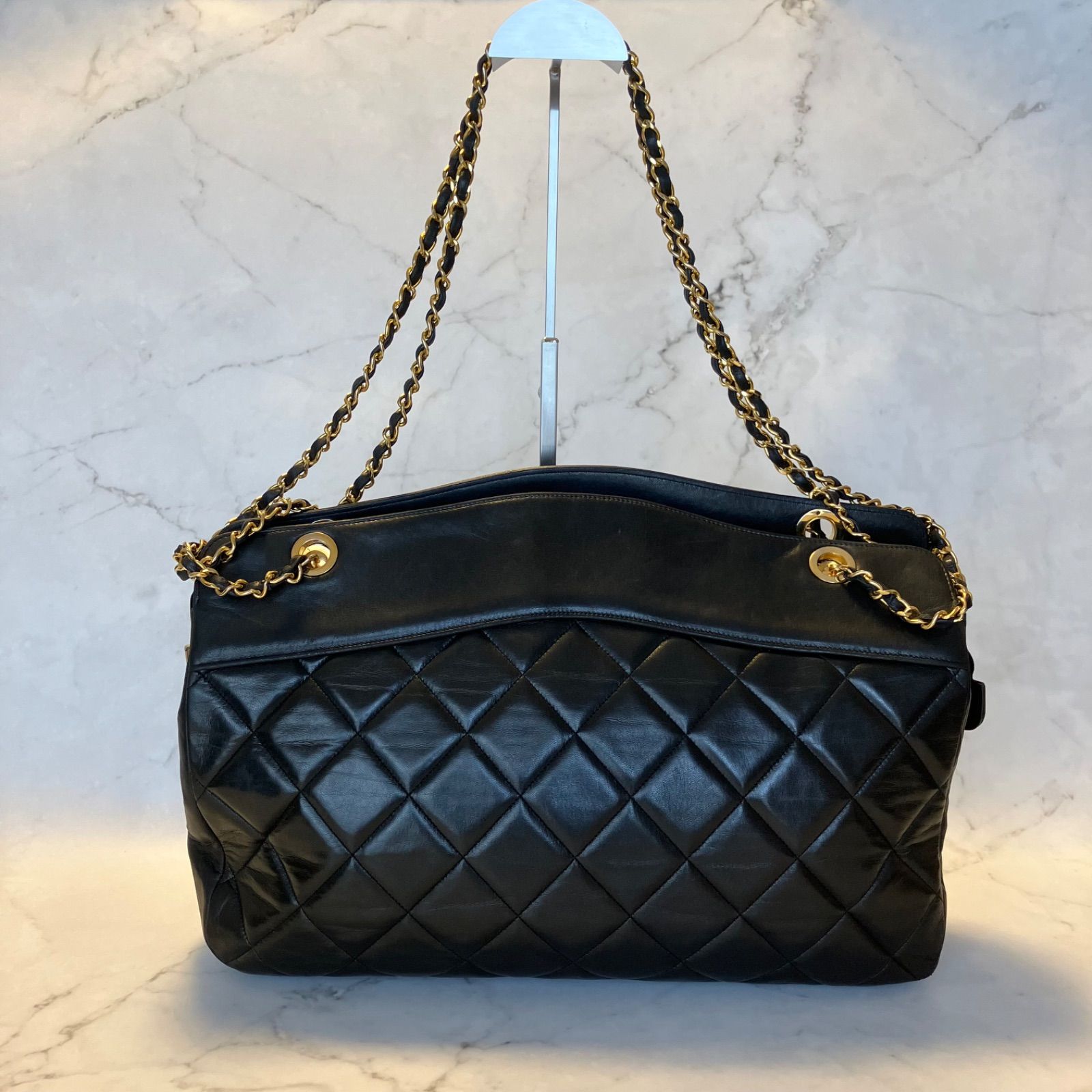 CHANEL シャネル トートバッグ レザー BLK 黒 チェーン ゴールド