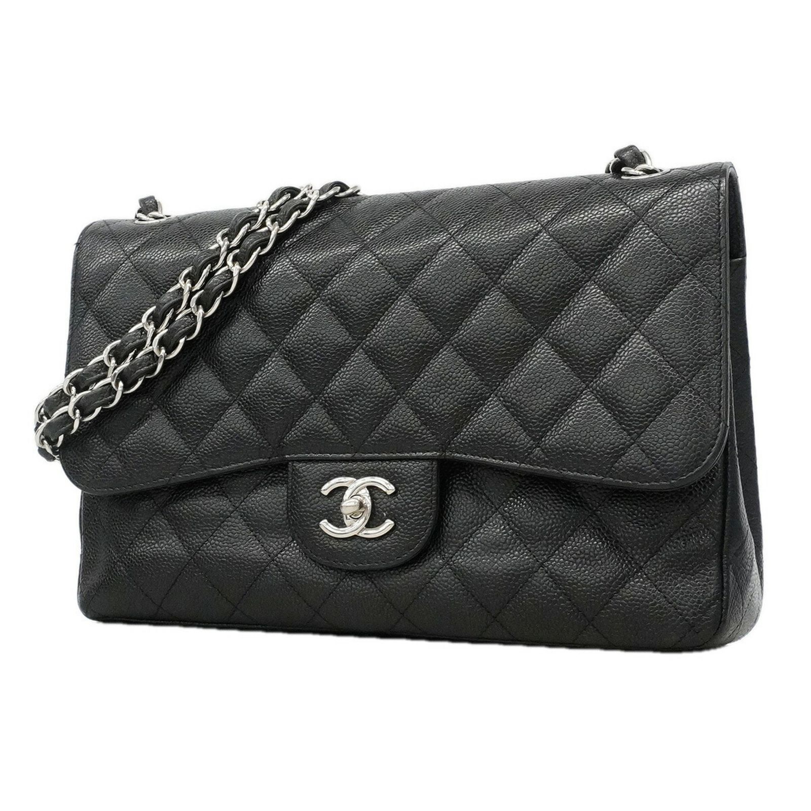 シャネル(Chanel) シャネル ショルダーバッグ デカマトラッセ Wフラップ Wチェーン キャビアスキン ブラック レディース OP023561 507,466円