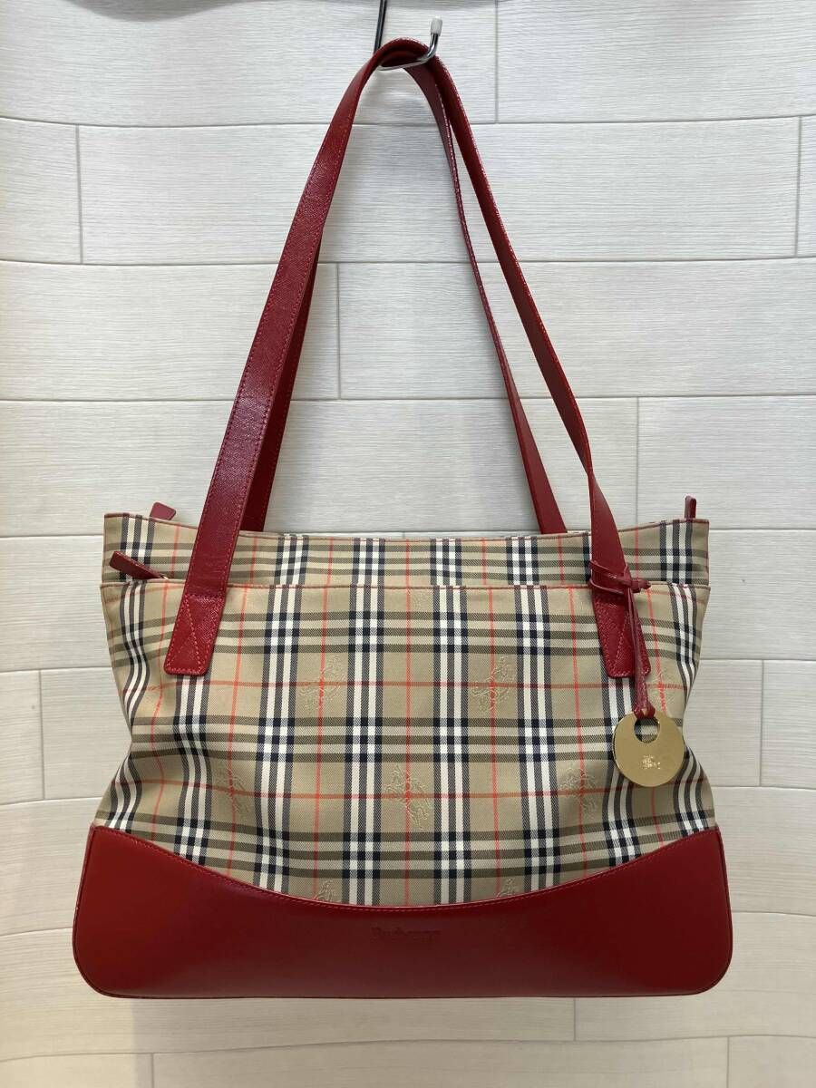 ★ Burberrys バーバリーズ トートバッグ チェック柄 レッド 通年