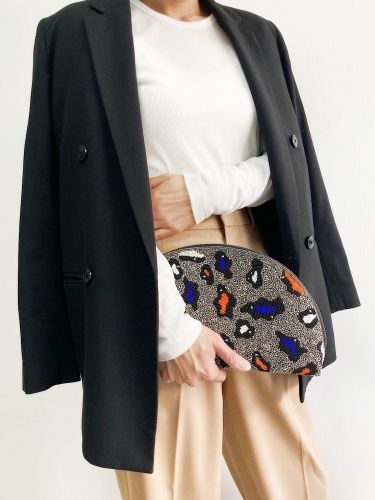 【Swaraj 】レオパード柄 手刺繍POPLEO ROUND クラッチLEOPARD(SWHB061815243)PZ