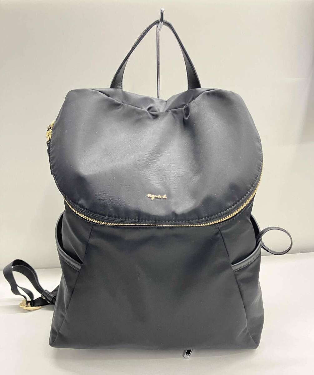 Agnes b バックパック レディース リュック ブラック カードケース付き JS22D-02