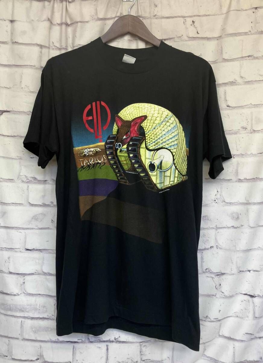 Emarson Lake&Palmer 半袖Tｼｬﾂ 古着 ｳﾞｨﾝﾃｰｼﾞ ｻｲｽﾞL ﾌﾞﾗｯｸ Tarkus ﾊﾞﾝﾄﾞT ｸﾞﾗﾌｨｯｸ ﾒﾝｽﾞ 夏 14,567円