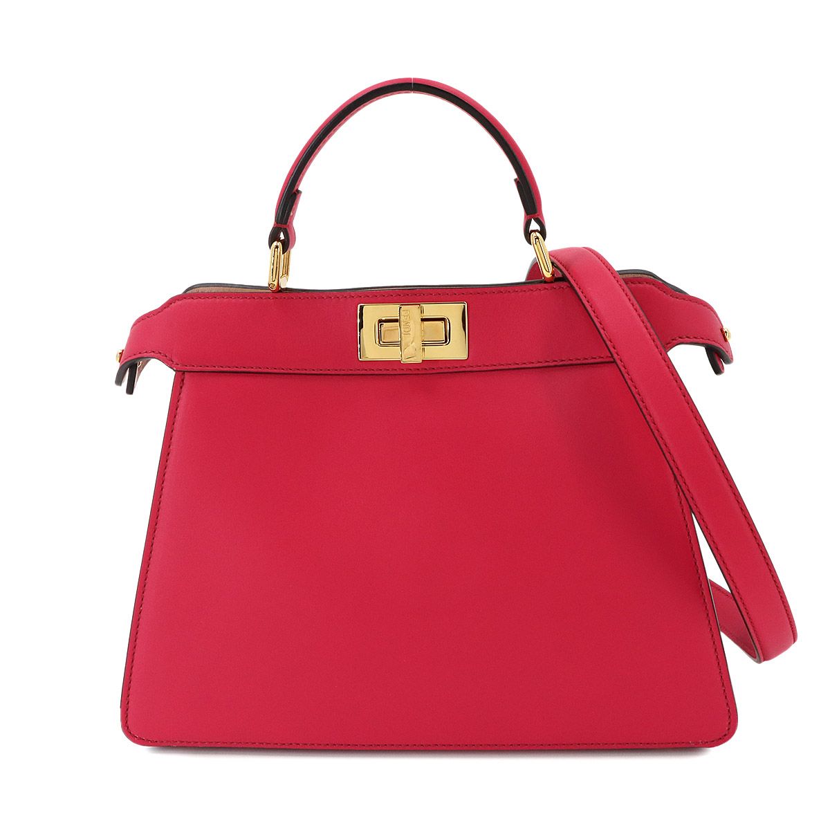 新品同様 フェンディ FENDI ピーカブー アイシーユー スモール 2way ハンド ショルダー バッグ レザー ピンク 8BN327 90337997